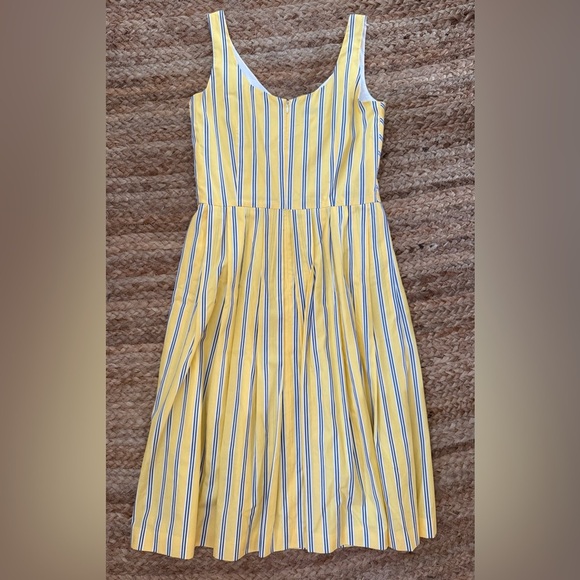 Talbots Size 8 Yellow & Blue Striped Cotton Fit & Flare Dress - Picture 5 of 8